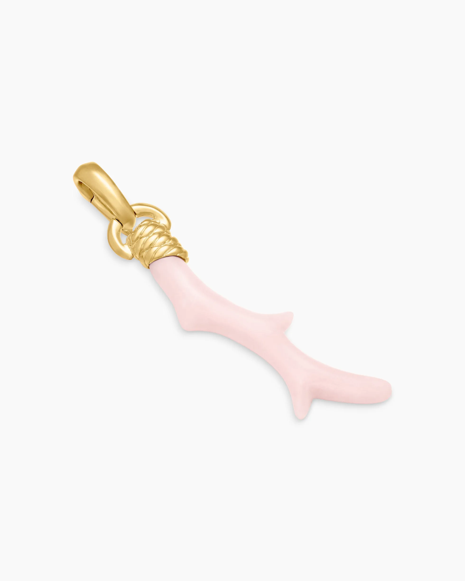 Coral Amulet Pink Opal and 18K Yellow Gold, 31mm