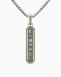 Courage Amulet Sterling Silver with 14K Yellow Gold, 35mm