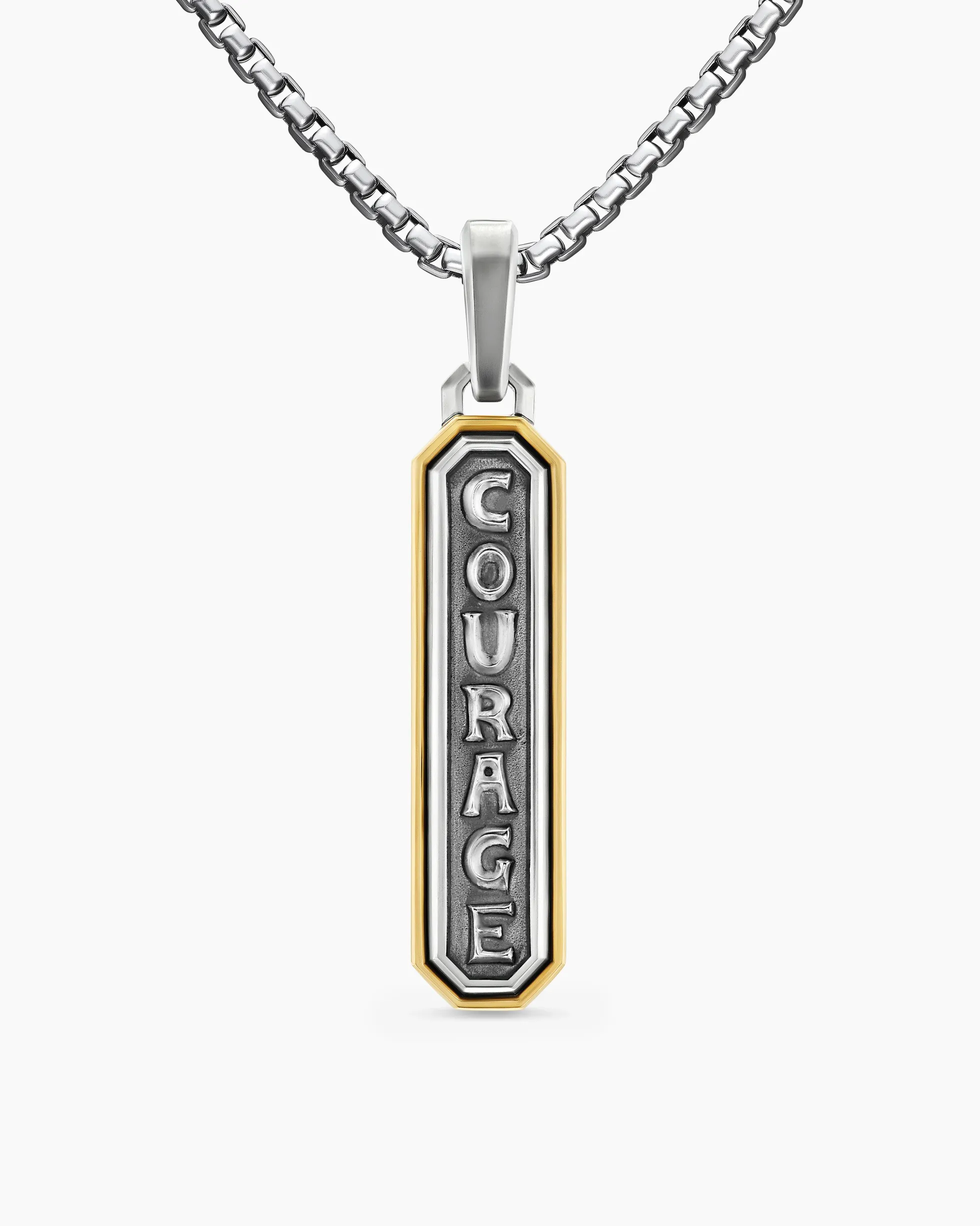 Courage Amulet Sterling Silver with 14K Yellow Gold, 35mm