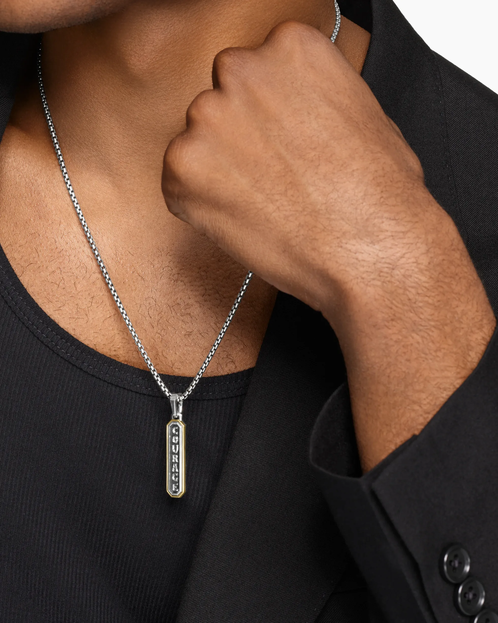 Courage Amulet Sterling Silver with 14K Yellow Gold, 35mm