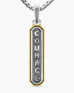 Courage Amulet Sterling Silver with 14K Yellow Gold, 35mm
