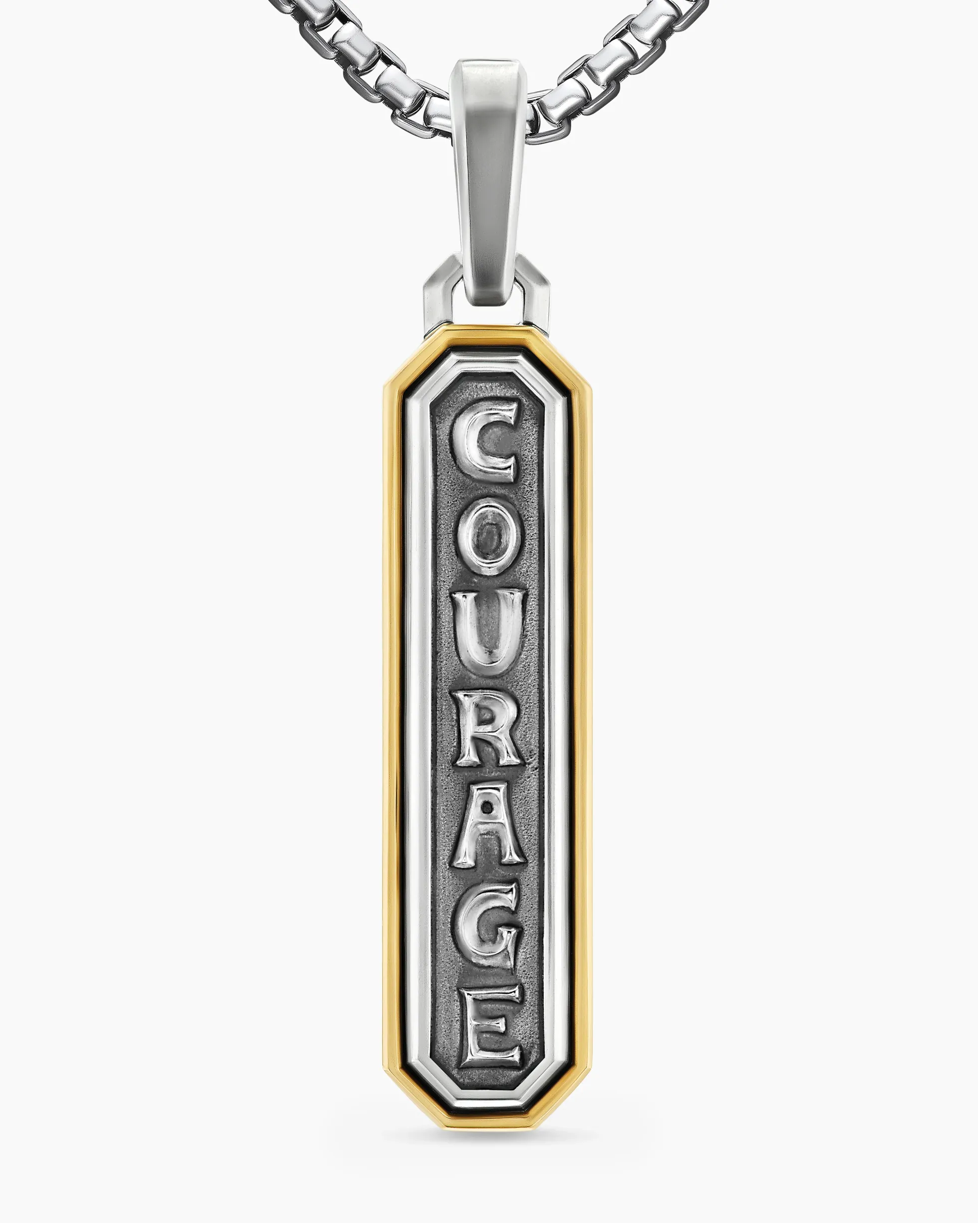 Courage Amulet Sterling Silver with 14K Yellow Gold, 35mm