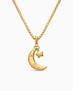 Crescent Amulet 18K Yellow Gold with Diamonds, 16.5mm
