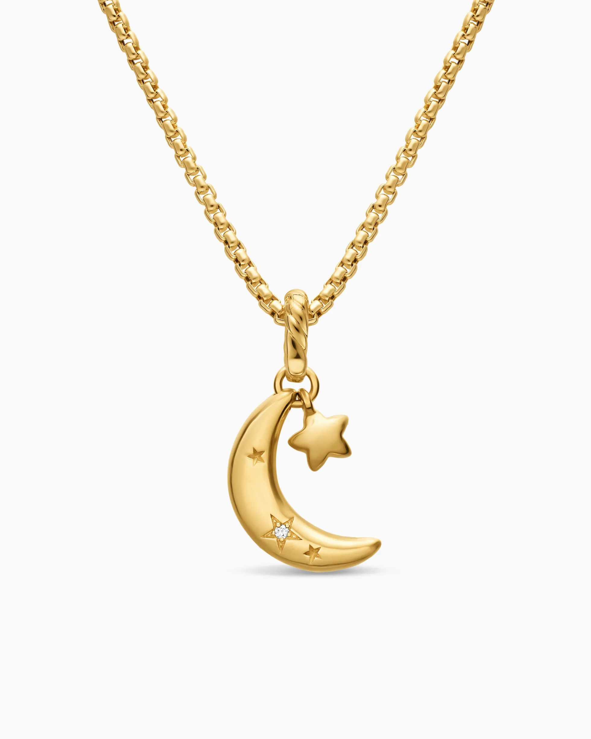 Crescent Amulet 18K Yellow Gold with Diamonds, 16.5mm