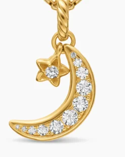 Crescent Amulet 18K Yellow Gold with Diamonds, 16.5mm