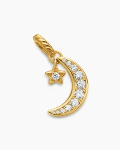 Crescent Amulet 18K Yellow Gold with Diamonds, 16.5mm