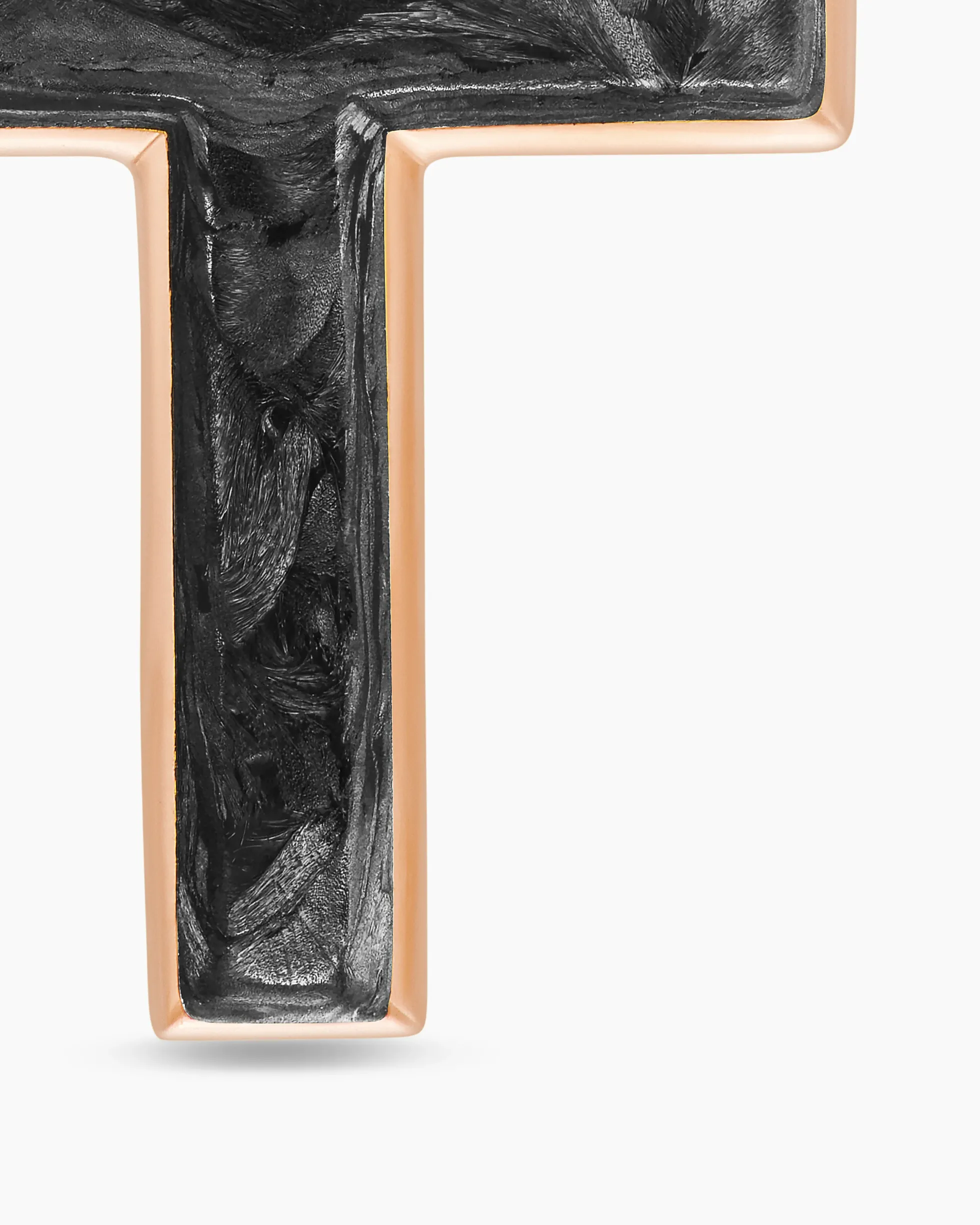 Cross Amulet 18K Rose Gold with Forged Carbon, 24mm
