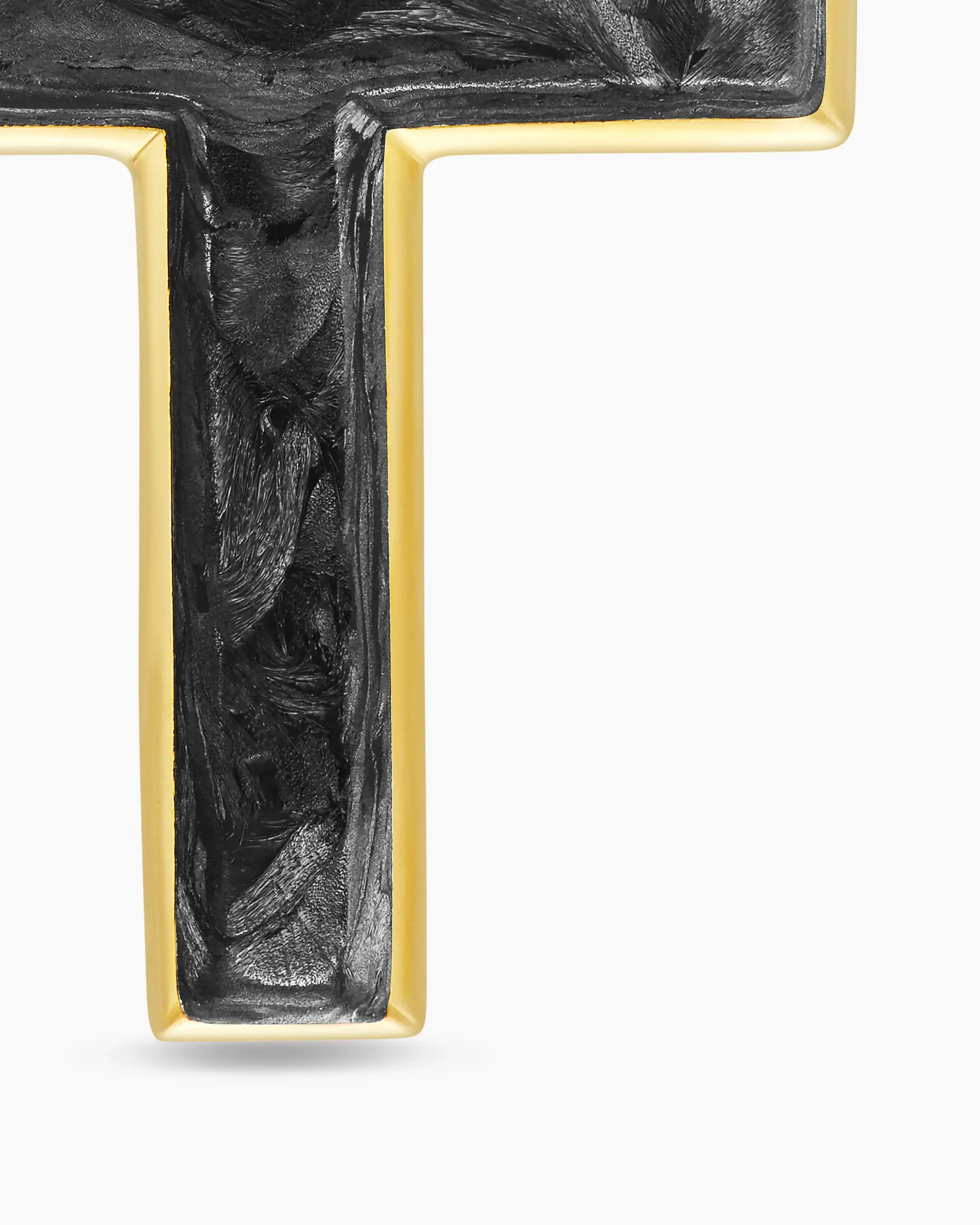 Cross Amulet 18K Yellow Gold with Forged Carbon, 24mm