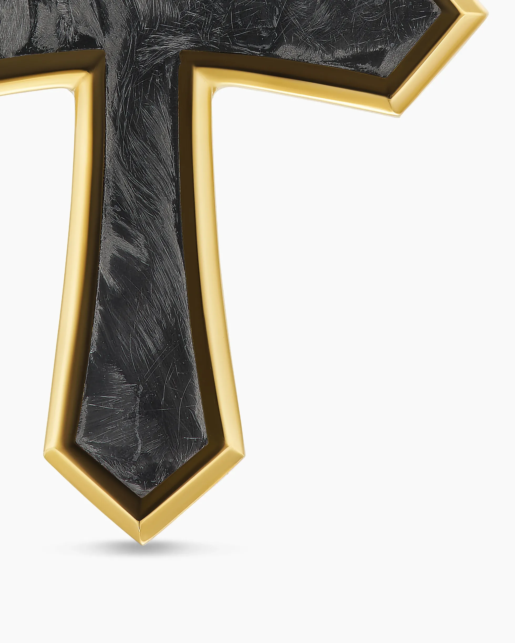Cross Amulet 18K Yellow Gold with Forged Carbon, 28mm