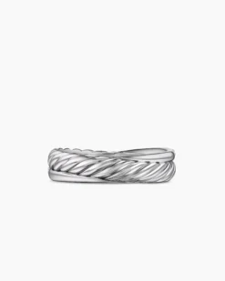Crossover Band Ring Sterling Silver with Diamonds, 5.3mm