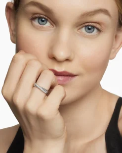 Crossover Band Ring Sterling Silver with Diamonds, 5.3mm