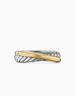 Crossover Band Ring Sterling Silver with 18K Yellow Gold, 5.3mm