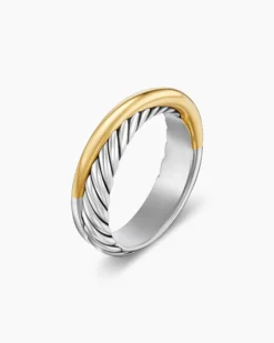 Crossover Band Ring Sterling Silver with 18K Yellow Gold, 5.3mm