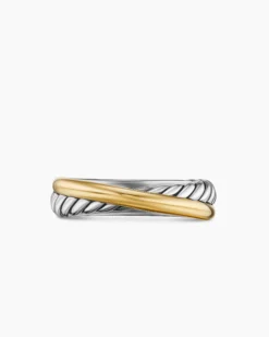 Crossover Band Ring Sterling Silver with 18K Yellow Gold, 5.3mm