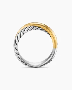 Crossover Band Ring Sterling Silver with 18K Yellow Gold, 5.3mm