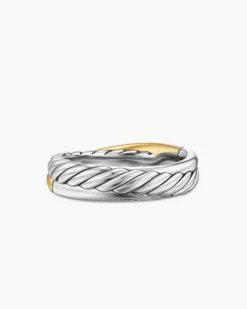 Crossover Band Ring Sterling Silver with 18K Yellow Gold, 5.3mm
