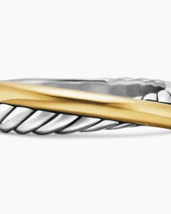 Crossover Band Ring Sterling Silver with 18K Yellow Gold, 5.3mm