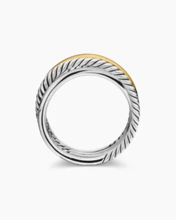 Crossover Band Ring Sterling Silver with 18K Yellow Gold, 6.8mm