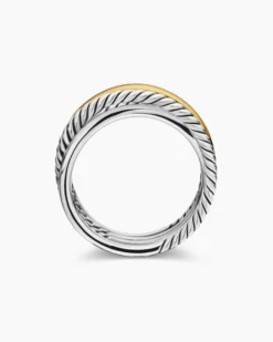 Crossover Band Ring Sterling Silver with 18K Yellow Gold, 6.8mm