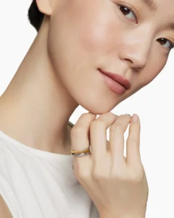 Crossover Band Ring Sterling Silver with 18K Yellow Gold, 6.8mm