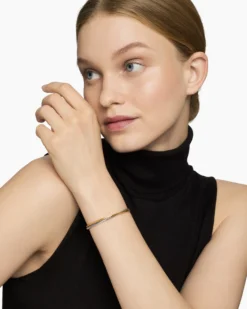 Crossover Bracelet Sterling Silver with 18K Yellow Gold, 3mm