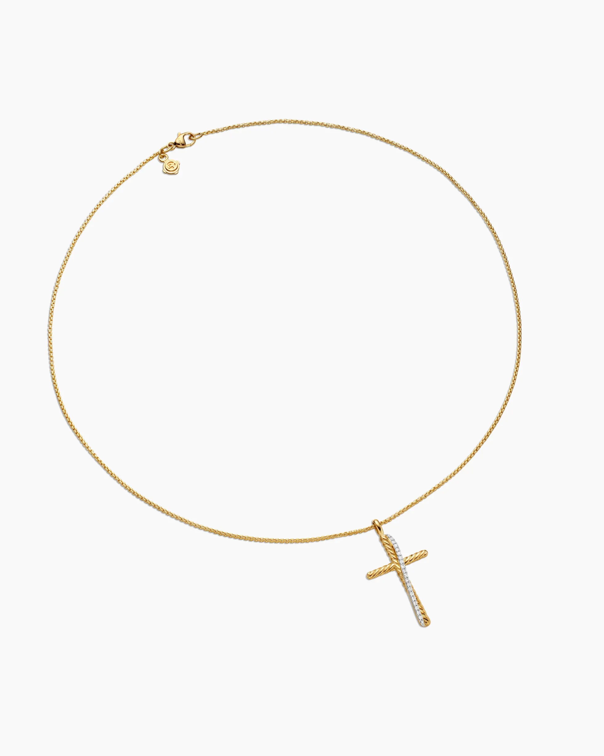 Crossover Cross Necklace 18K Yellow Gold with Diamonds, 35.6mm