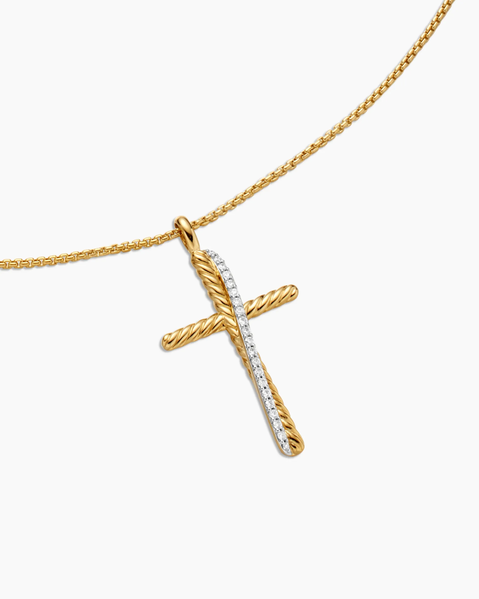 Crossover Cross Necklace 18K Yellow Gold with Diamonds, 35.6mm