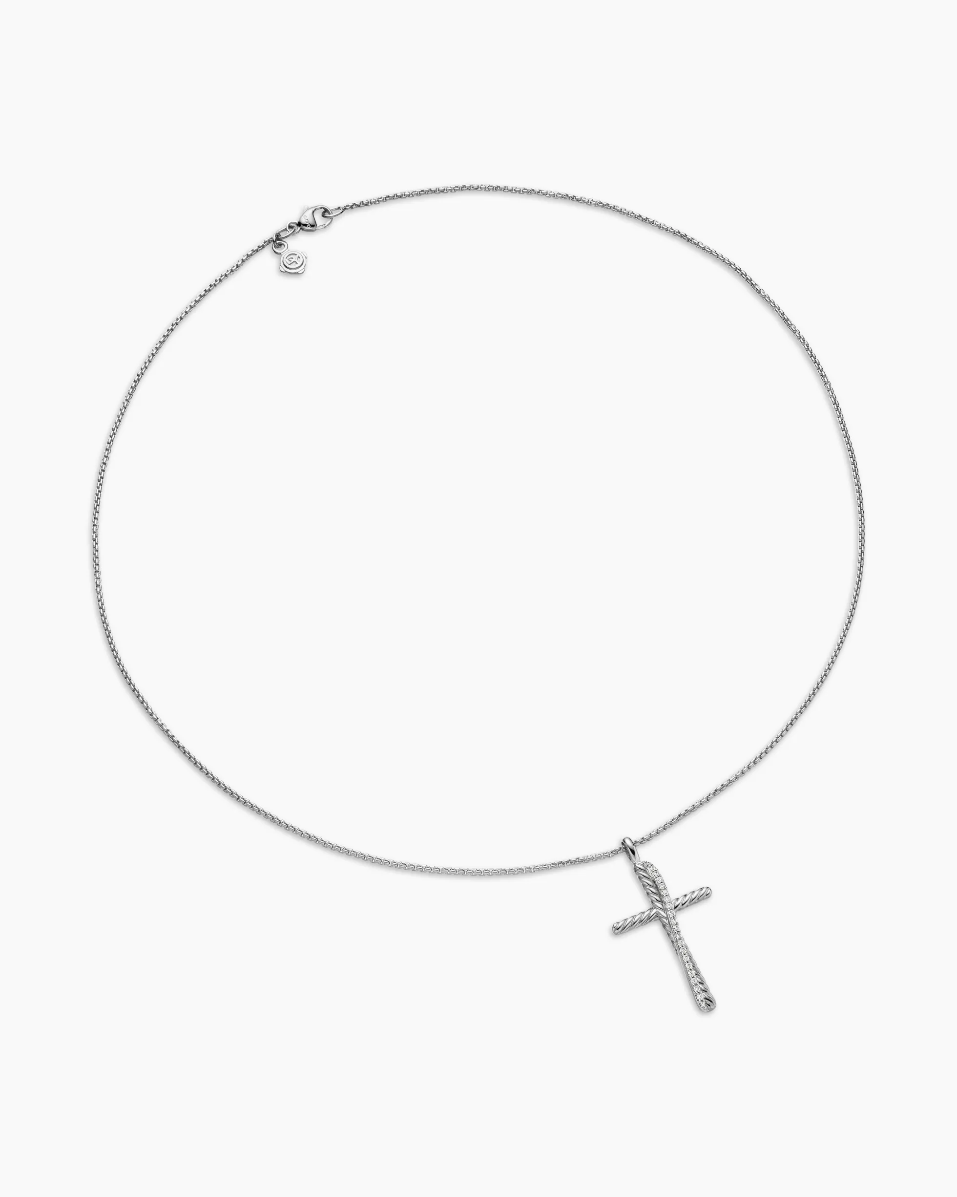 Crossover Cross Necklace Sterling Silver with Diamonds, 35.6mm