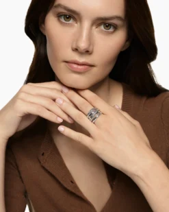 Crossover Five Row Ring Sterling Silver, 17.5mm