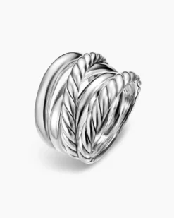 Crossover Five Row Ring Sterling Silver, 17.5mm