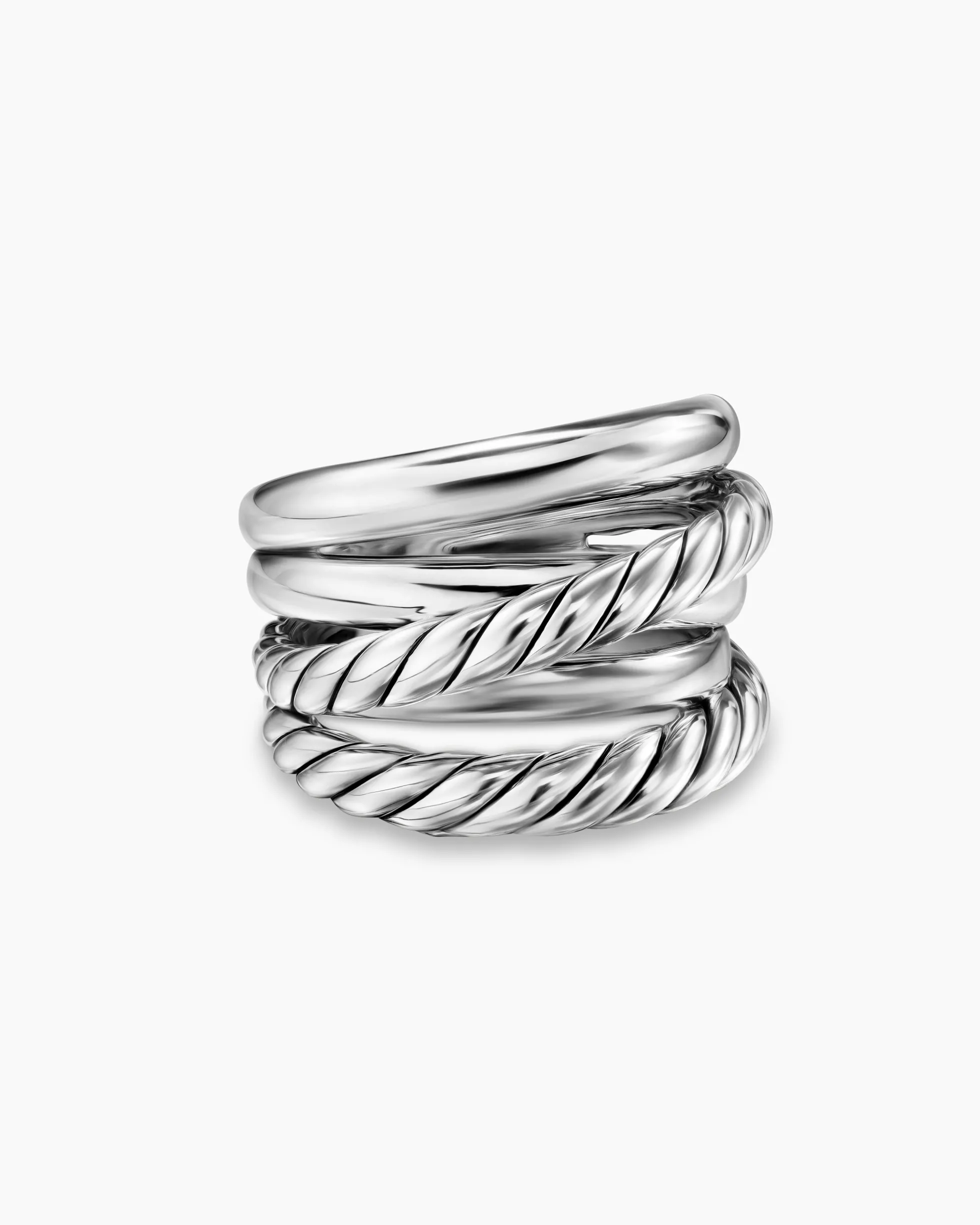 Crossover Five Row Ring Sterling Silver, 17.5mm