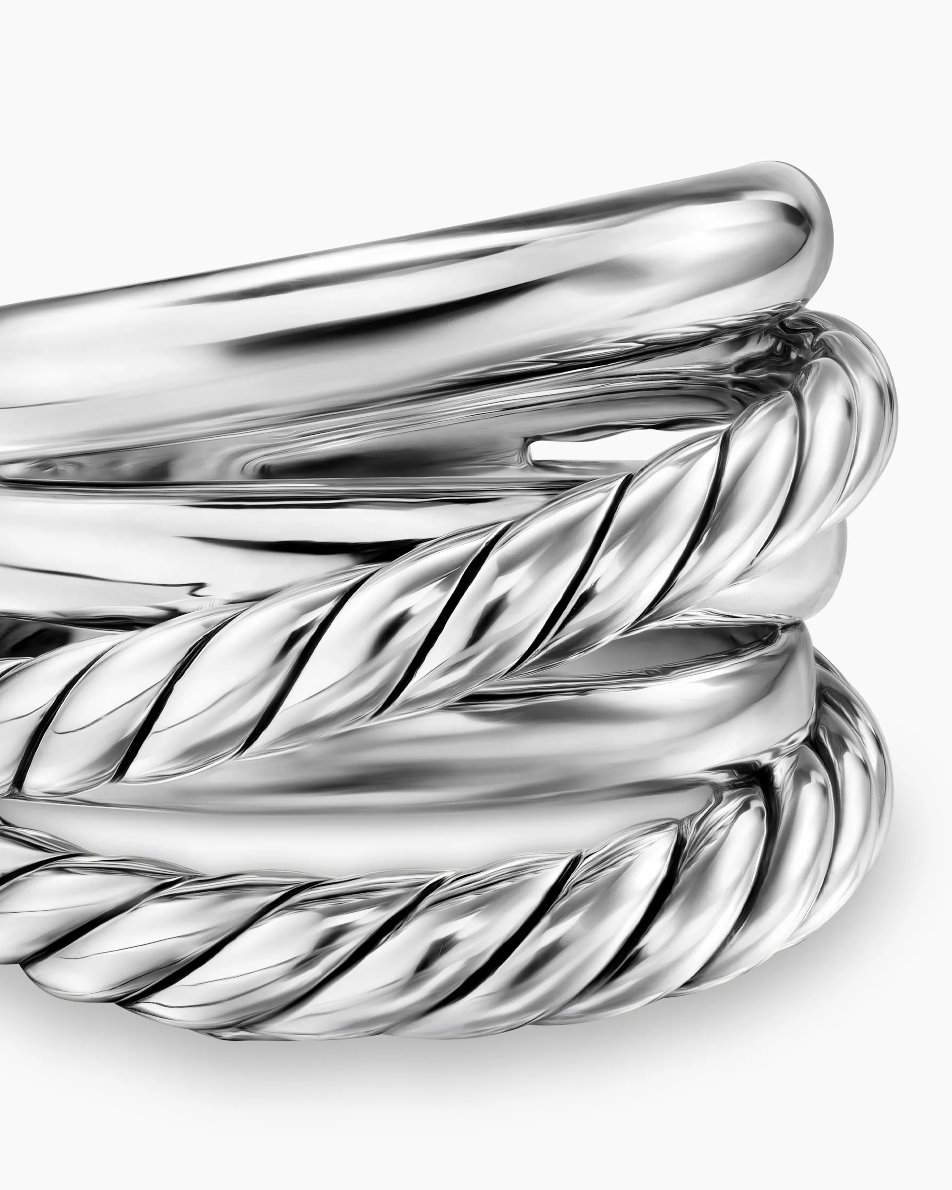 Crossover Five Row Ring Sterling Silver, 17.5mm