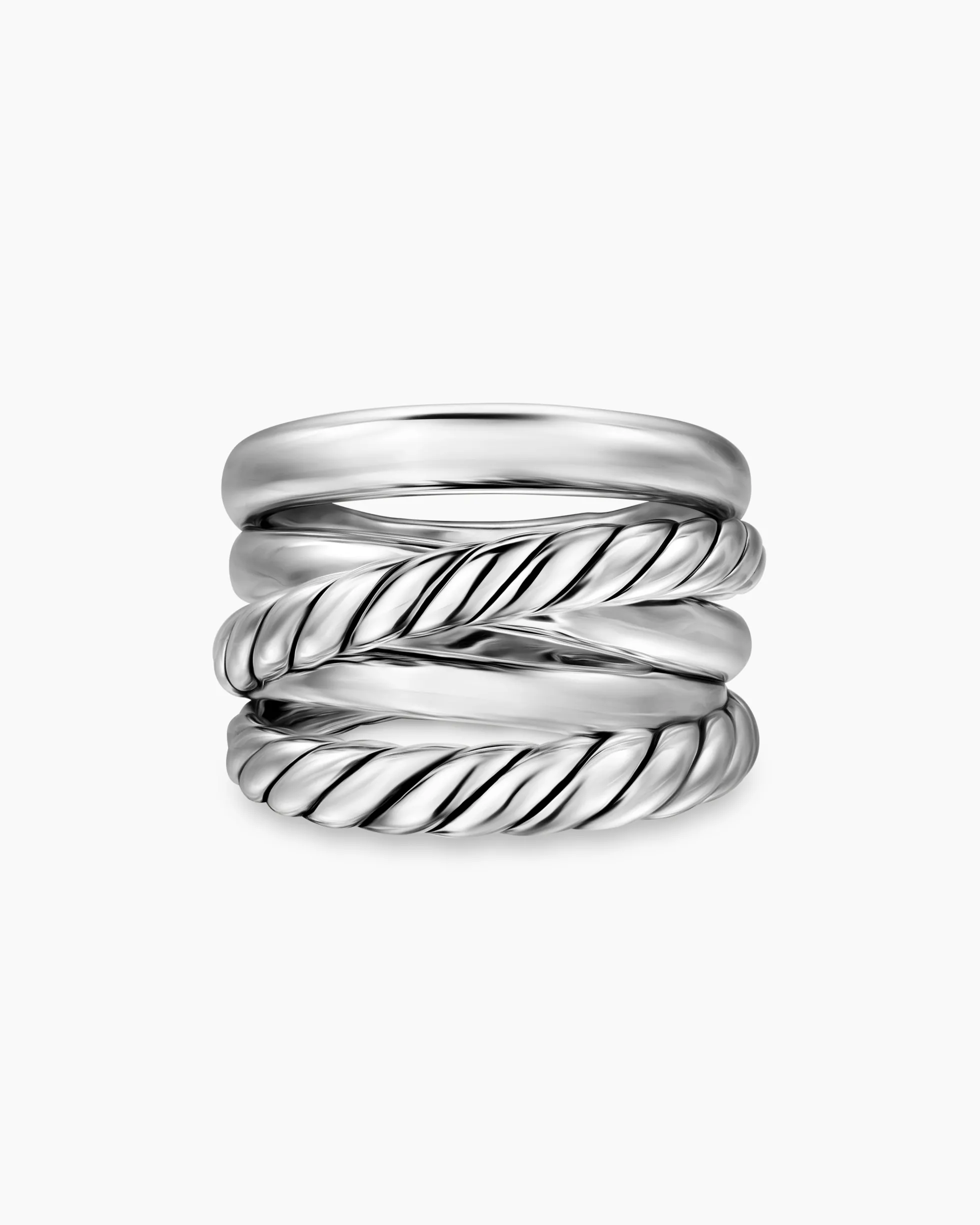 Crossover Five Row Ring Sterling Silver, 17.5mm