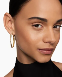Crossover Hoop Earrings 18K Yellow Gold with Diamonds, 44mm