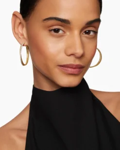 Crossover Hoop Earrings 18K Yellow Gold with Diamonds, 44mm