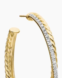 Crossover Hoop Earrings 18K Yellow Gold with Diamonds, 44mm