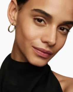 Crossover Hoop Earrings Sterling Silver with 18K Yellow Gold, 26.5mm