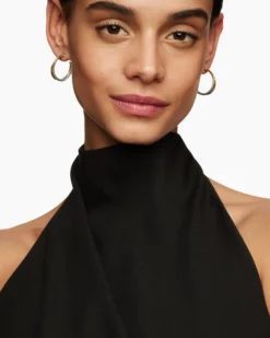 Crossover Hoop Earrings Sterling Silver with 18K Yellow Gold, 26.5mm
