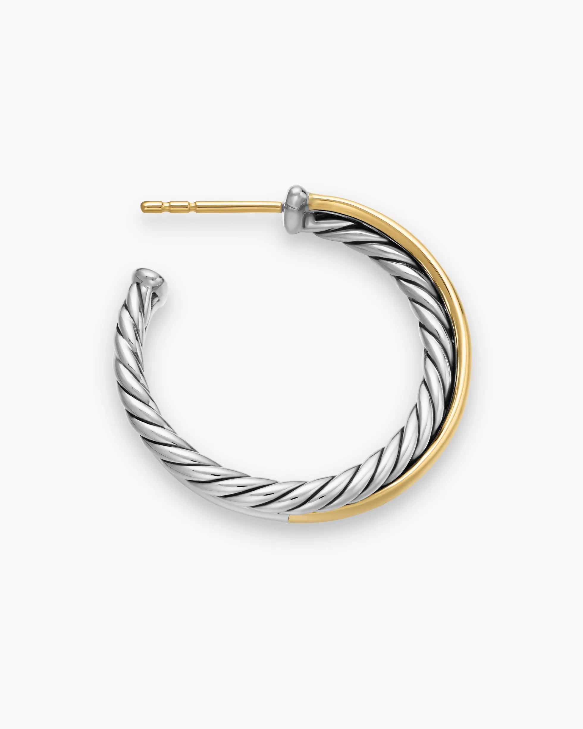Crossover Hoop Earrings Sterling Silver with 18K Yellow Gold, 26.5mm
