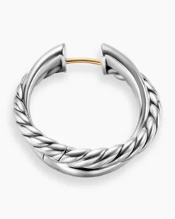 Crossover Hoop Earrings Sterling Silver, 22.3mm
