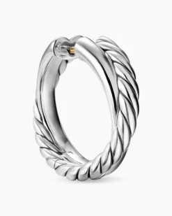 Crossover Hoop Earrings Sterling Silver, 22.3mm