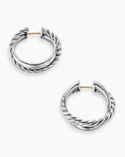 Crossover Hoop Earrings Sterling Silver, 22.3mm