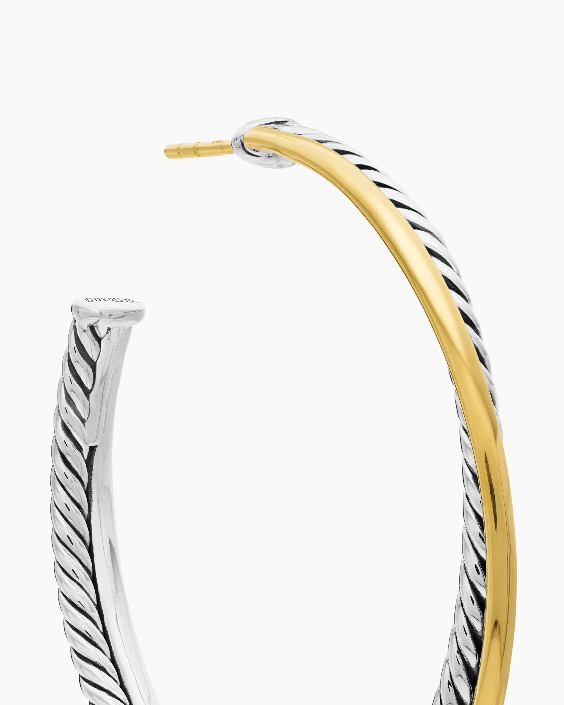 Crossover Hoop Earrings Sterling Silver with 18K Yellow Gold, 44mm
