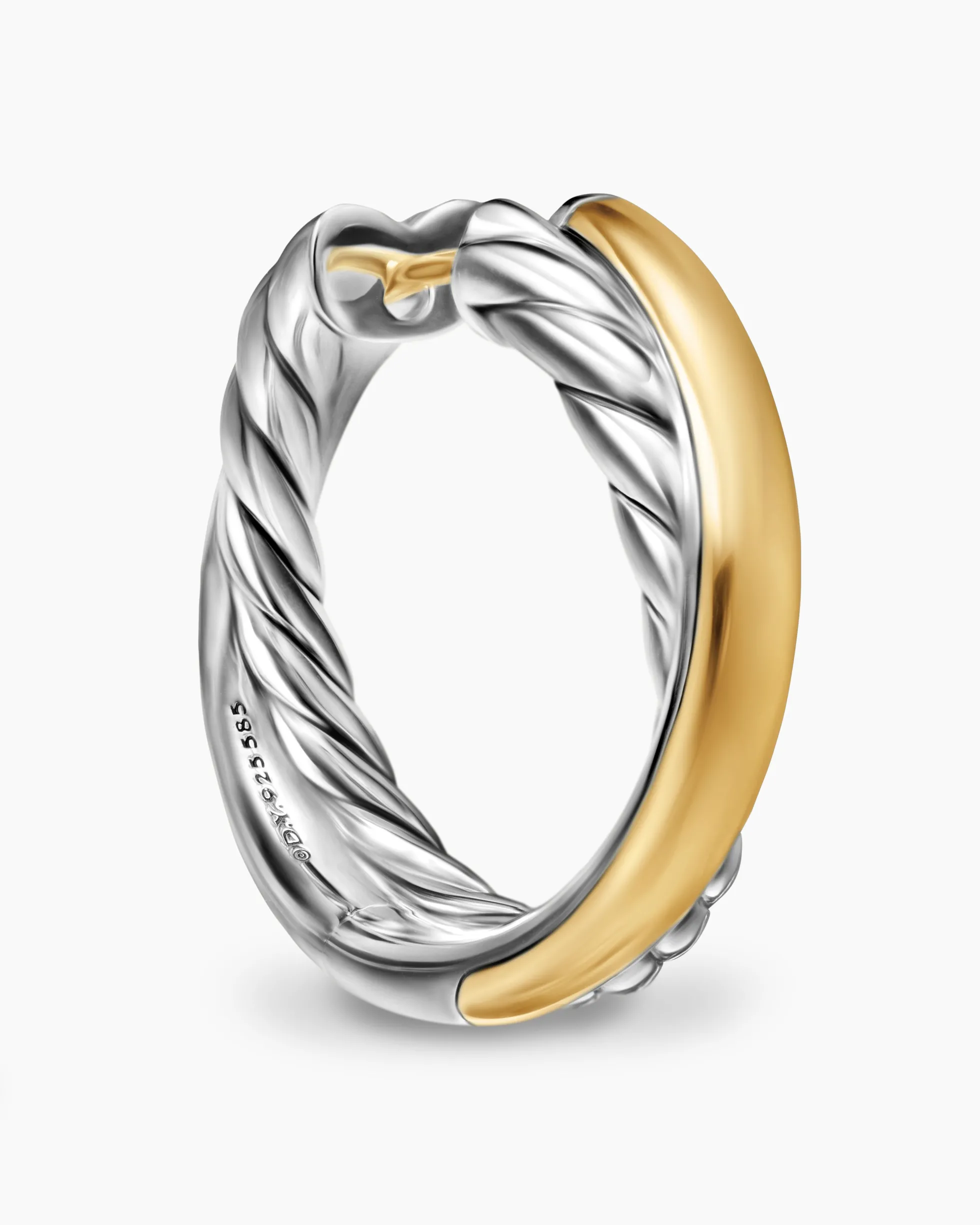 Crossover Hoop Earrings Sterling Silver with 14K Yellow Gold, 22.3mm