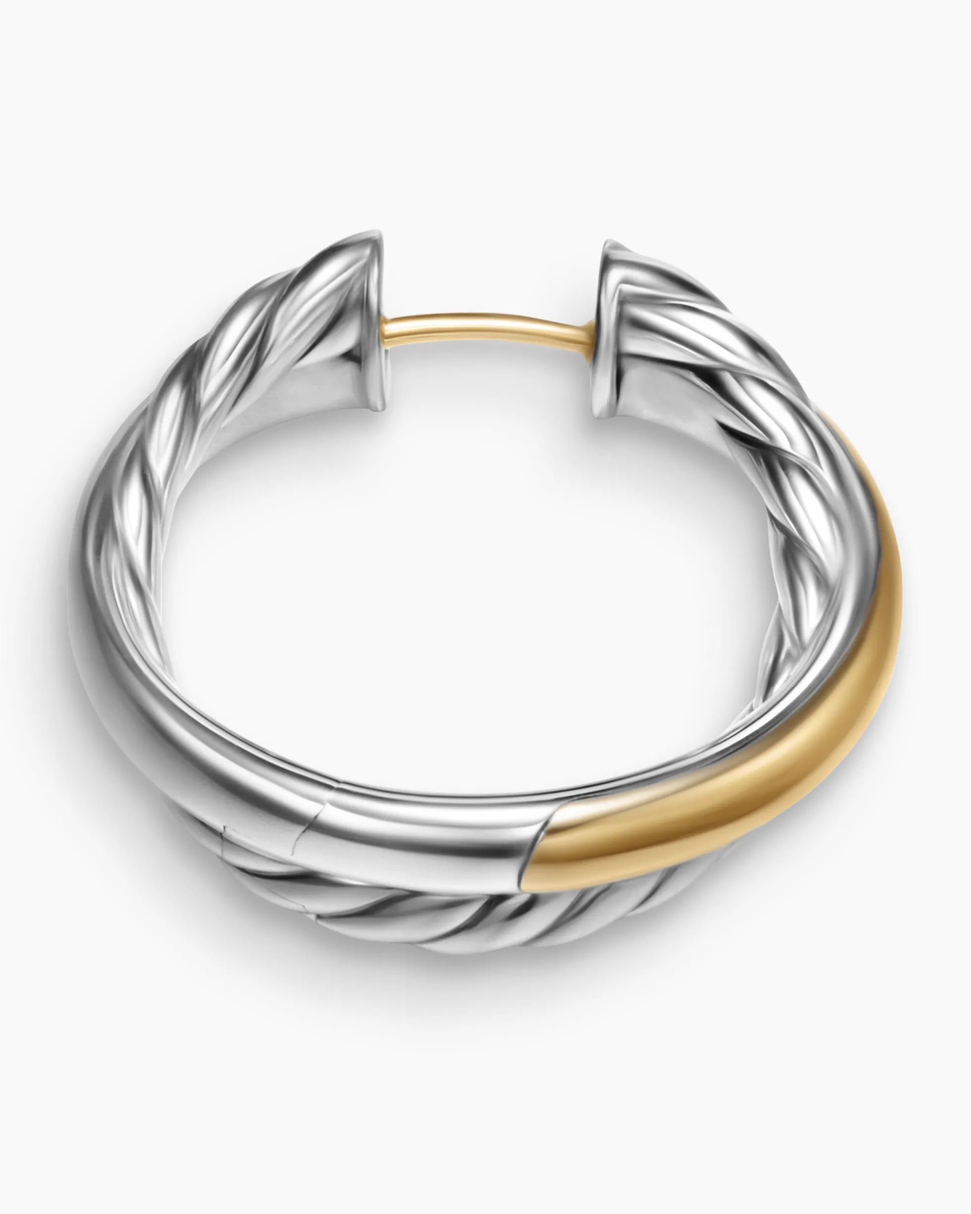 Crossover Hoop Earrings Sterling Silver with 14K Yellow Gold, 22.3mm