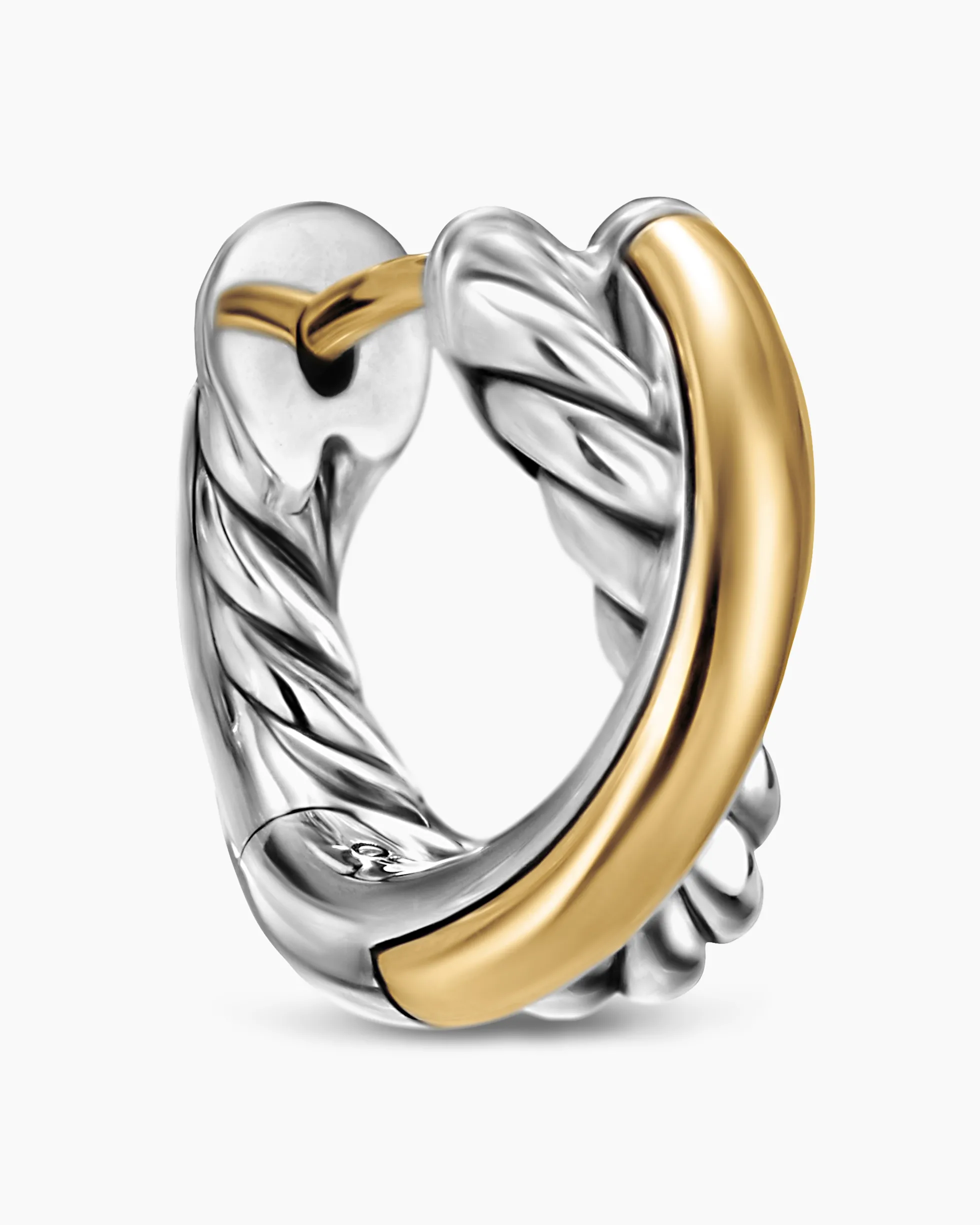 Crossover Huggie Hoop Earrings Sterling Silver with 18K Yellow Gold, 12.4mm
