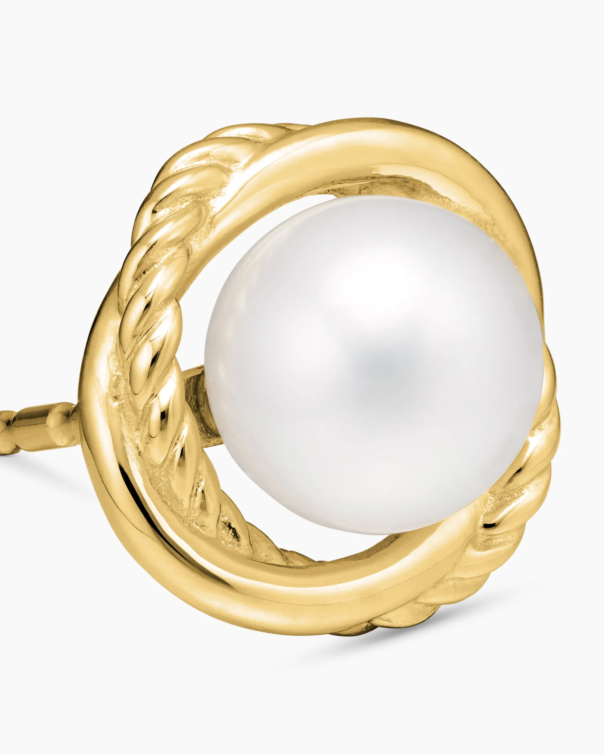 Crossover Infinity Pearl Stud Earrings 18K Yellow Gold with Pearls, 10mm
