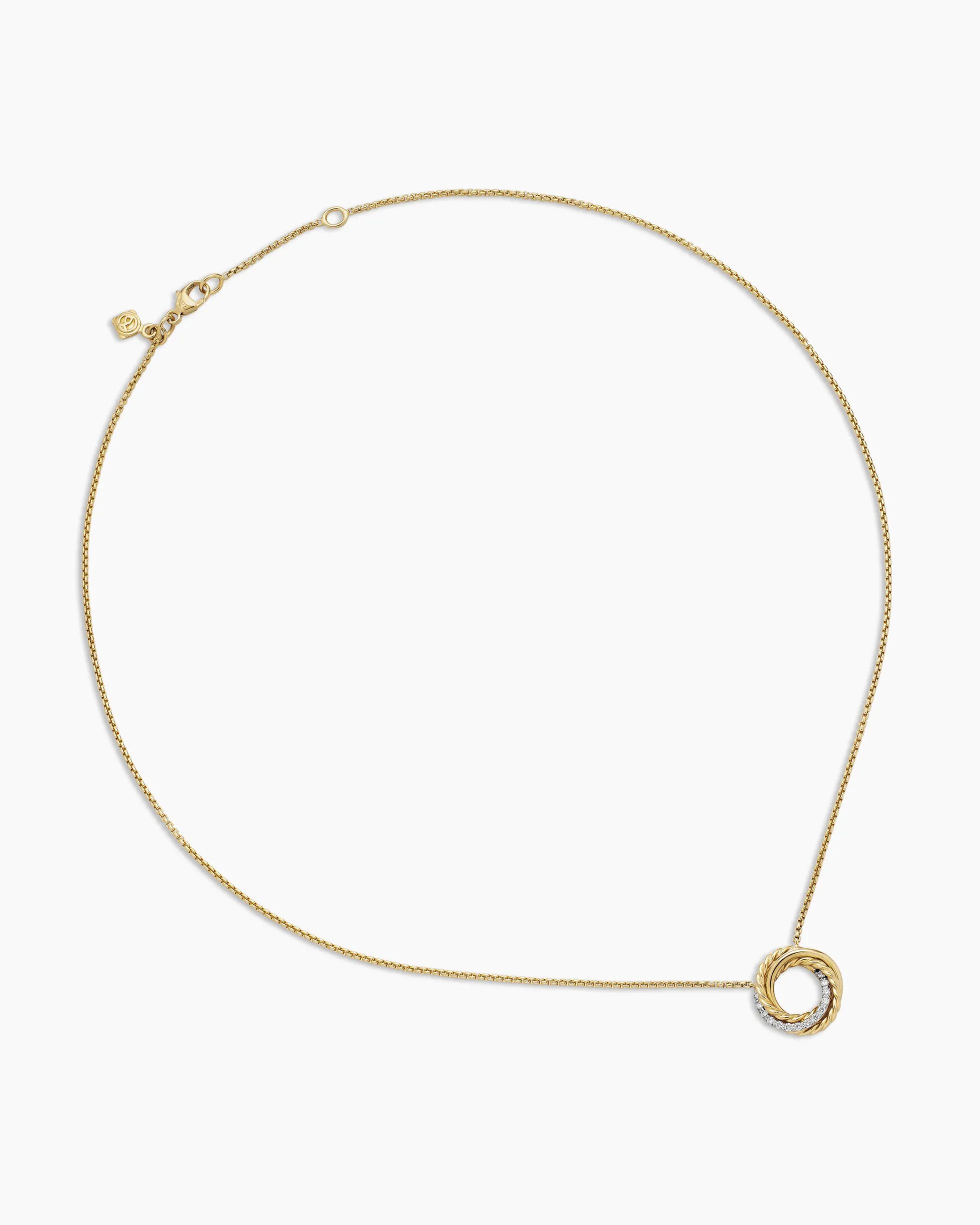 Crossover Pendant Necklace 18K Yellow Gold with Diamonds, 14.5mm