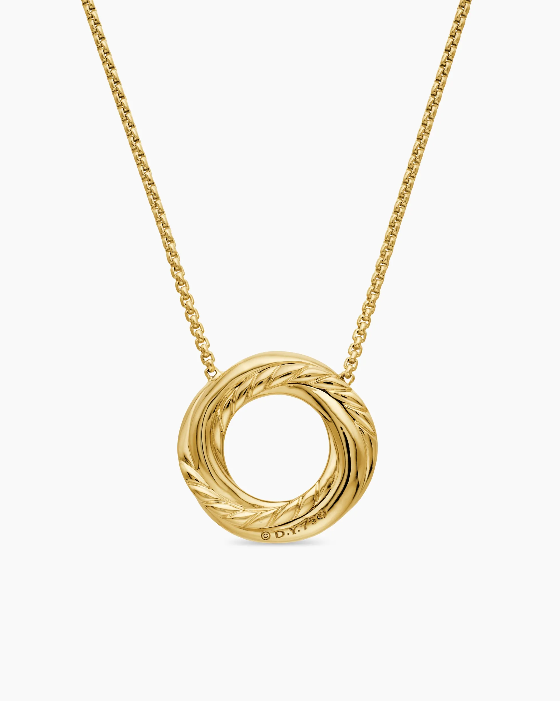 Crossover Pendant Necklace 18K Yellow Gold with Diamonds, 14.5mm