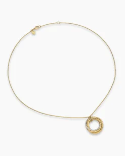 Crossover Pendant Necklace 18K Yellow Gold with Diamonds, 21mm